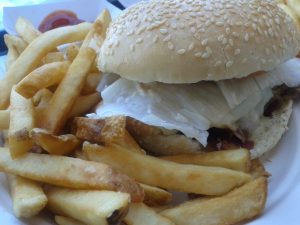 Hamburguesa en Fish & Chips en Sausalito