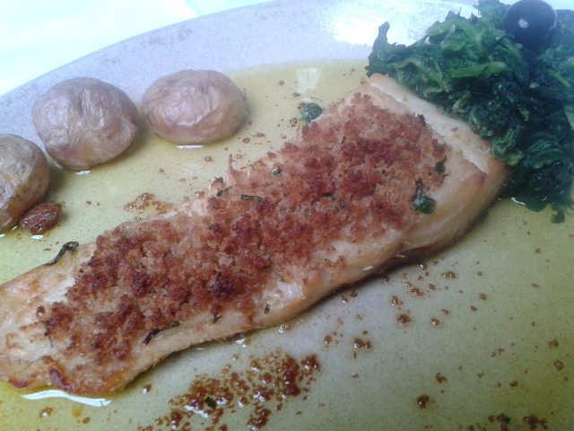 Bacalao al horno con pan de Broa, Buxa