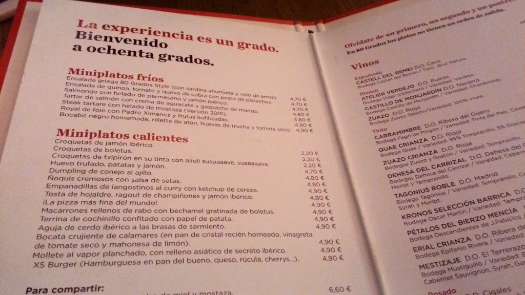 Ochenta Grados carta-restaurante-Ochenta-Grados