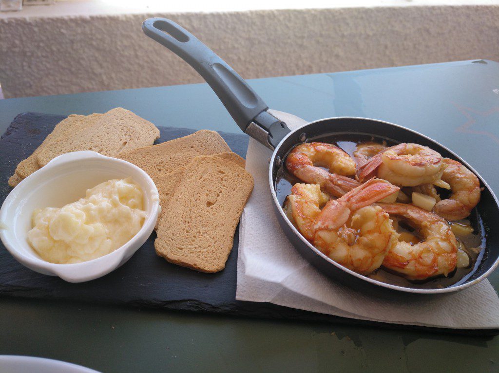 Cazuela de gambas en Miramar